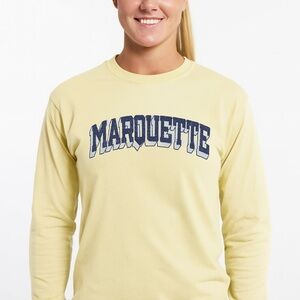 Champion Marquette Butterstick Yellow Cotton Athletic Long Sleeve Tee Shirt